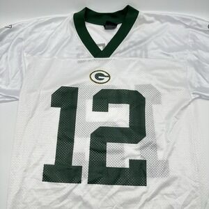 VTG Reebok Green Bay Packers Aaron Rodgers Jersey Mens Medium White NFL Y2K READ